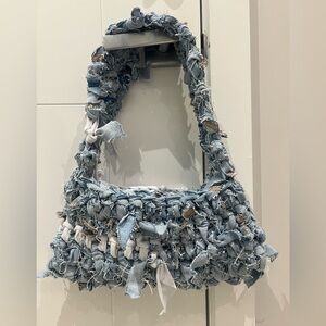 Handmade Denim crochet Shoulder Bag